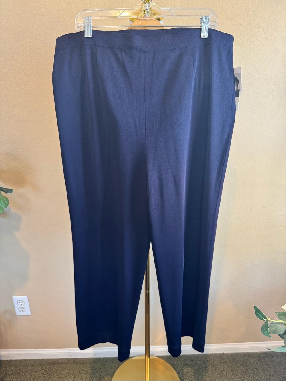 NWT MISOOK Woman 3X Navy Blue 507 SLIM PANTS Knit Stretch Pullon Elastic Waist